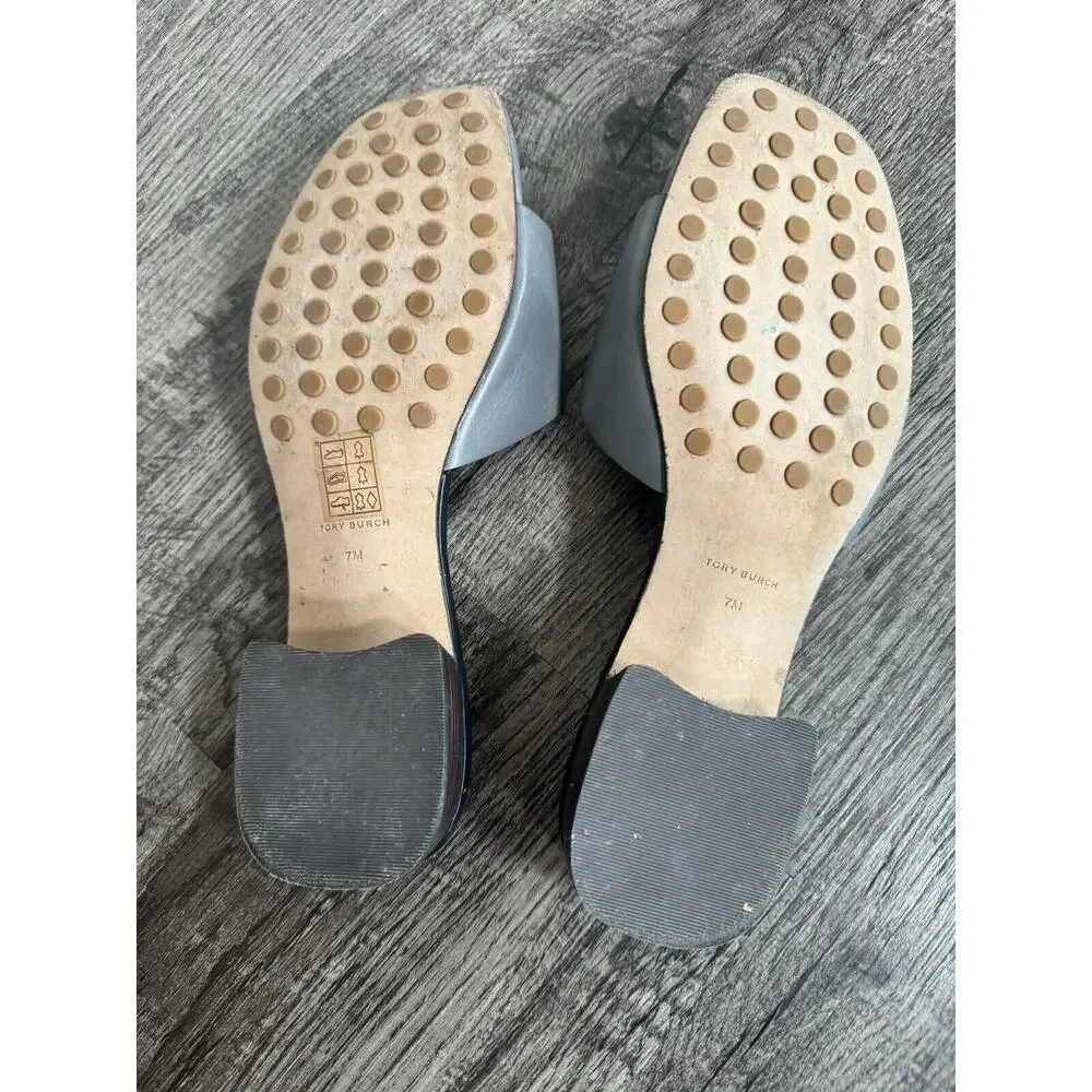 Tory Burch Womens Bombe Miller Slide Sandal Calf Leather Grey Size 7M - Picture 9 of 13